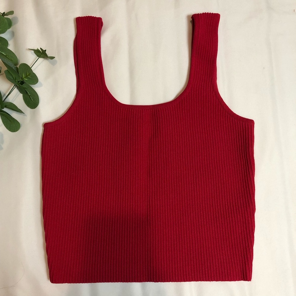 Pacsun la hearts red ribbed square neck tank top, small